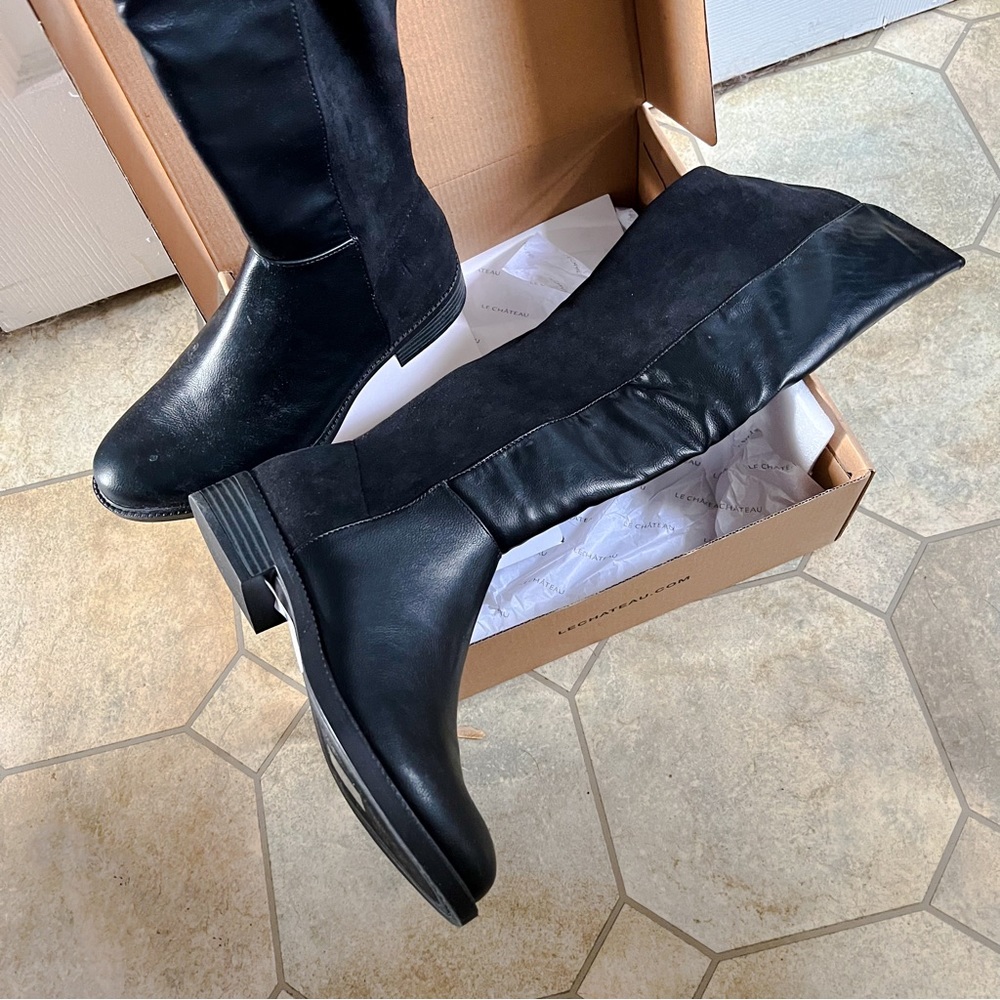 Le Chateau Faux Suede Leather Knee High Boots